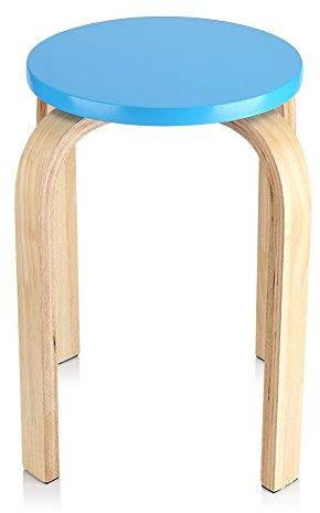 Wakects Stapelbarer Hocker aus Holz, rund, stapelbar, Duschstuhl, Badezimmerstuhl, rutschfest, für Schlafzimmer, Zuhause, 45,5 x 30 cm (blau)