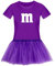 T-Shirt M&M + Tüllrock Karneval Gruppenkostüm Schokolinse 11 Farben Damen XS-3XL Fasching Verkleidung M's Fans Tanzgruppe, Größenauswahl:M, Farbauswahl:lila - Logo Weiss (+Tütü lila)