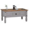 IDIMEX Table Basse Ramon Table d'appoint rectangulaire en pin Massif Gris et Brun avec 1 tiroir, Meuble de Salon Style Mexicain en Bois dim 95 x 45 x 50 cm