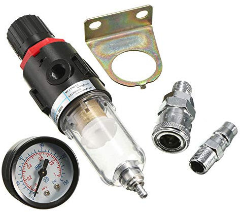 Filter Pressure Regulator 1/4 BSP Air Gauge Water Trap ,Compressor Moisture Trap Oil Water Lubricator,1/4 Compressed Air Water Separator Pressure Reducer