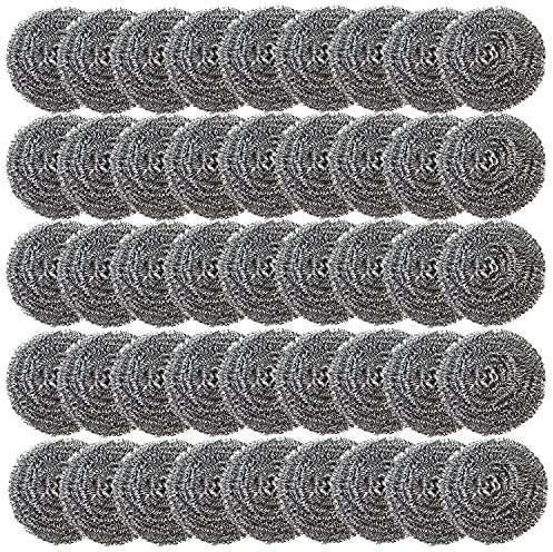 XXJXING Lot de 48 éponges à récurer en Acier Inoxydable pour poêles, casseroles, Hottes, etc. Difficultés à Nettoyer (Lot de 48, Taille S, 10 g)