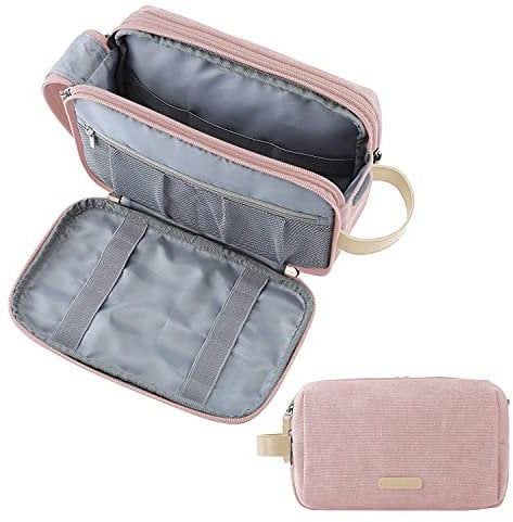 BAGSMART Kulturtasche für Herren, Reise Kulturbeutel Kosmetiktasche mit Doppelter Reißverschlussöffnung, Großer Stauraum, 5L-Rosa