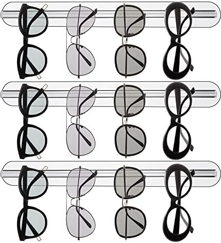 Acryl-Sonnenbrillen-Aufbewahrungs-Organizer, 3 Stück, transparent, Sonnenbrillen-Organizer, Wandmontage, Brillenhalter, Wand-Organizer, Brillenständer für den Eingangsbereich