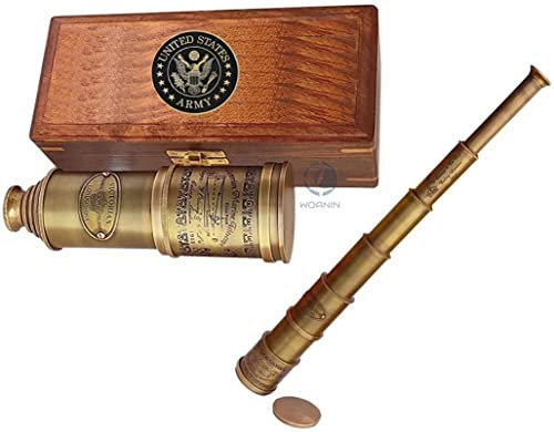 15 x Vintage Piraten Spyglass Teleskop - Funktionales Messing & Clear Vision Pirate Teleskop mit Premium Ledertasche - Wunderbares Geschenk für nautische Dekor-Liebhaber