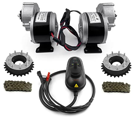 L-faster Dual 24V 250W Motor Left Right Drive Conversion Kit Hand Joystick Controller For 24 Spokes Electric Wheelchair Bike (Max 12kph)