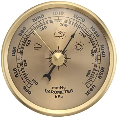 POKHDYE Barometer Wandbehang Barometer Zifferblatt Typ Barometer Luftdruckmesser Für Schiffe Fabriken Labors Familien Thermometer Hygrometer Barometer Werkzeuge,Golden