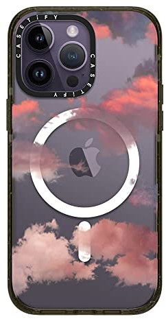 CASETiFY Impact iPhone 14 Pro Max Case [4X Military Grade Drop Tested / 8.2ft Drop Protection/Compatible with Magsafe] - Clouds (Red) - Clear Black