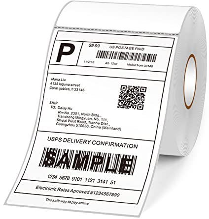 Thermo-Versandetiketten, 10,2 x 20,3 cm, Versandpaket, Thermodrucker, Allzweck-Etikett, Papier, Aufkleber, selbstklebend, wasserdicht, öldicht, kratzfest, geeignet für Ze Amazon UPS Ebay Spify Ex