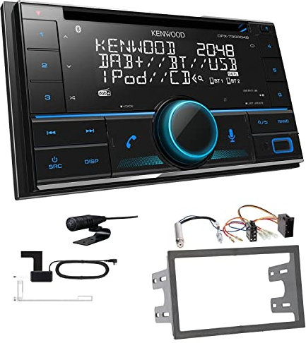 Kenwood DPX-7300DAB 2-DIN Autoradio mit Bluetooth Digitalradio DAB+ USB CD passend für Volkswagen VW Polo 9N bis 2009 schwarz mit ISO