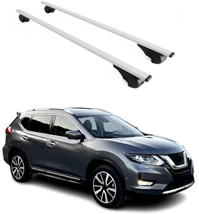 OMAC Dachträger für Nissan X-Trail T32 2013-2021 Stahl 2 Stangen Silber | Abschließbar, bis 75 kg Traglast, Querträger, Grundträger
