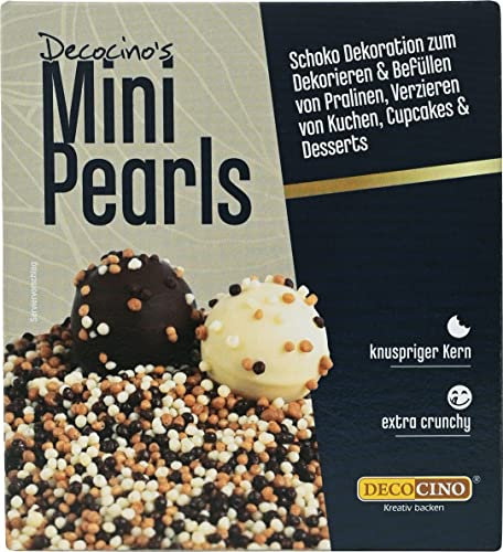 Decocino Mini Pearls - 60 g - Knusprige Schokoperlen aus Premium-Schokolade, zum Dekorieren & Befüllen von Pralinen, Trüffeln, Kuchen Cupcakes