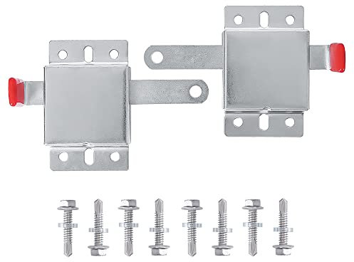 Serratura laterale della porta del garage per la maggior parte delle porte del garage (garage singolo o doppio garage) in acciaio zincato -2 pezzi, finitura argento con coperchio rosso manico in PVC