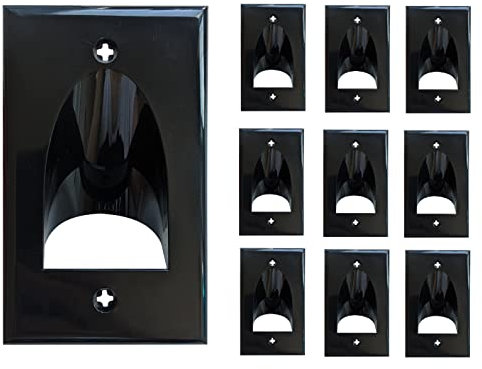 BestMounts - Inner Nose Behind Wall Cable management TV Cord Hider for Wall Mounted TV - Single Gang Low Voltage Recessed Wall Plates Cable Pass Through for Wires, HDTV, HDMI (10 Pack, Black)