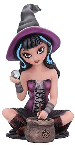Nemesis Now Pruedence Witch Figurine, 15cm, Resin, Cute Witch Figurine, Witch and Potion Pot, Perfect for Witchcraft Lovers, Cast in the Finest Resin, Expertly Hand-Painted, Black