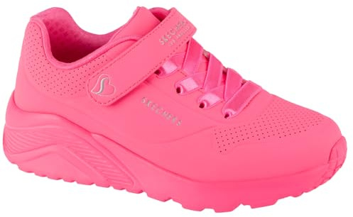Skechers Girl's Uno Lite Sneakers, Neon Pink Synthetic/Trim, 3 UK Child