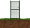 Puerta de jardín, color verde/antracita, postes redondos, puerta de jardín, metal dividido, color: verde, altura: 1 x 1,5 m