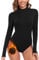 WOWENY Rollkragen Body Damen Langarm Fleece Bodysuit Thermo Rollkragenpullover Warm Bequem Elegant Rolli Rollkragenshirt Oberteil Mit Stehkragen(Schwarz,XL)
