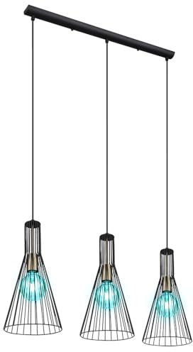 GLOBO Hängelampe dimmbar mit Fernbedienung LED Pendelleuchte Esstisch modern Esszimmerlampe 3-flammig,RGB Farbwechsel, Käfig-Design Industrial, 3x 8,5W 806lm warmweiß, LxBxH 84x20x120 cm