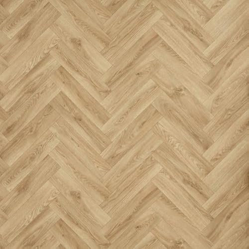 Light Oak Herringbone Vinyl Flooring Roll Wooden Patterned Lino Flooring Parquet Cheap Vinyl Floor 2m 3m Width 2m Length To 8m Length (Buckden Light Oak, 5m x 2m)