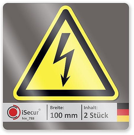 Aufkleber Hochspannung Warnung - 10 cm breit I 2 Stück I 3-eckig I gelb-schwarz I Digitaldruck Sticker - selbstklebend permanent haftend I Strom Blitz Elektronik I hin788