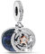 PANDORA Moments Bicolor Sternschnuppe Doppelter Charm-Anhänger aus Sterling Silber mit rosévergoldeter Metalllegierung, Zirkonia, Kompatibel Moments Armbändern, 782975C01