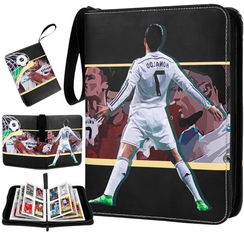 TAOPE Fußball Karten Sammelalbum, Sammelkarten Album mit Reißverschluss, Karten Halter Ordner Buch Wasserdicht PU Leder, 50 Seiten 400 Taschen Hefte Sammelkarten Ordner für Fußball Karte Anzeige