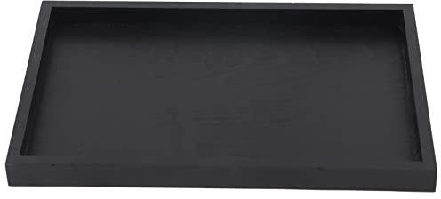 Plateau En Bois Massif Rectangulaire, Polyvalent Pour le Thé, les Repas, De Service et Restaurant, Noir (30 X 24 Cm)(25 * 18 * 2cm)