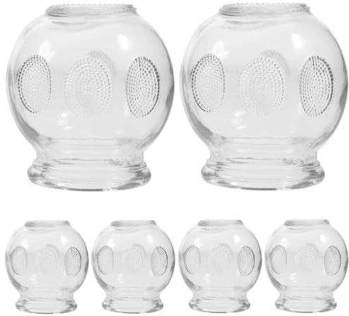 JECOMPRIS Ensemble De Thérapie Par Ventouses En Verre 6 Pièces Tasses De Massage Sous Vide Pour Stimulation Musculaire Et 2.76 Pouces