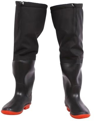 Watstiefel 60 cm Hohe Kniehohe Watstiefel Für Angeln Für Herren, Warme Winter-Plüsch-Langstiefel, Kein Austretendes Wasser (Color : Black, Size : 40 EU)