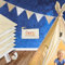 LIONHERZ® Wimpelkette 250cm aus 100% Baumwolle Creme/weiß [doppellagig] mit Beutel | beige Stoff-Girlande mit 8 Wimpel | Dekoration Kinderzimmer Geburtstag Karneval Fasching Hausbett | Mädchen Jungen