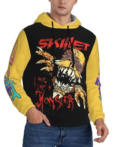 Śkillet%rock band Men's hoodie Classcal 3D print Hoodies Mens Pullover Hoodie Sweatshirt with Thermal Fleece Plush Lining for hiking travel，Small