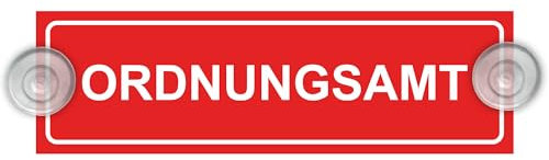 Indigos UG - Schild Ordnungsamt - 20 x 6 cm - Saugnapfschild - Aluverbund - Innenbefestigung für Ihr Auto - UV-Beständig - Einsatzschild - Hinweisschild - Warnschild