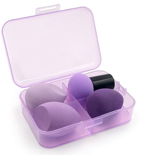 3 Makeup Sponges &1Mushroom Head Powder Puff,Latex Free Flawless Soft Setting Face Puffs,High-Density Makeup Sponge, for Liquid Foundation Powder Sunscreen and Cream(Purple)
