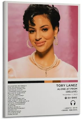 Szzmyo Tory Lanez Poster Alone at Prom (Deluxe), Albumposter, dekoratives Gemälde, moderne ästhetische Leinwandposter, Schlafzimmer, Kunst, Wohnzimmer, Dekoration, Poster, 40 x 60 cm, Rahmenstil