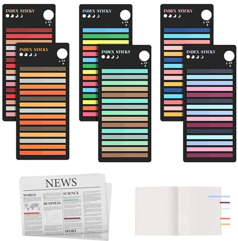 Seitenmarkierer -Index -Registerkarten 6Packs Highlighter Strips 1800pcs Transparent Notizen Registerkarten für Anmerkungen zum Anmerkungsbüchern Scrapbook Planer Lesen, Highlighter Tape