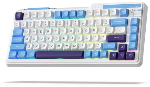 K75 Lite Wireless Mechanical Keyboard, 75% Gasket Mount RGB Gaming Keyboard with 3 Mode Knobs, BT 5.0/2.4G/USB-C Wired, Hot Swappable, 5 Layer Pad and Creamy Linear Switch, Compact 82 Keys