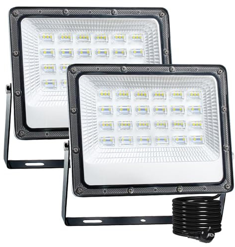 CREATESTAR LED Strahler Außen, 50W Baustrahler Außenstrahler 6500K Kaltweiß Scheinwerfer IP66 Wasserdicht, LED Fluter für Lager, Hof, Garten, Sportplatz, Garage, Parkplatz, 2 Stück