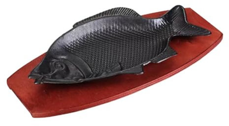 Alipis Teppanyaki BBQ Fish Plate Iron Griddle Pan Hot Plate for BBQ Fish Serving Dish Perfect for Events