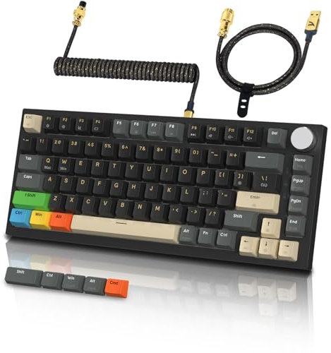 ATTACK SHARK K85 Mechanische Gaming-Tastatur mit Spiralkabel, Anpassbares Ansprechverhalten, Magnetschalter, Apex Pro TKL RGB Gasket Keyboard QWERTY mit Drehknopf, Unterstützt DKS/MT/TGL, für PC/MAC