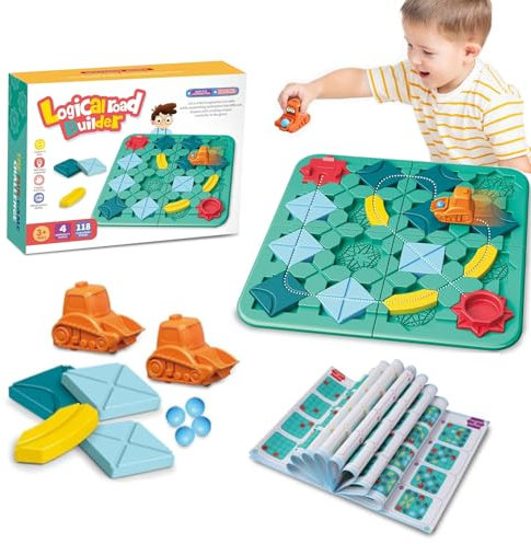 Kinderspielzeug Brettspiele Straßenbau Labyrinth Kinder Logischer Straßenbauer großes Brett Logische Straße Builder Puzzle Brettspiel für Autostraßenbauer Geschenke für Kinder im Alter von 4+ Jahren