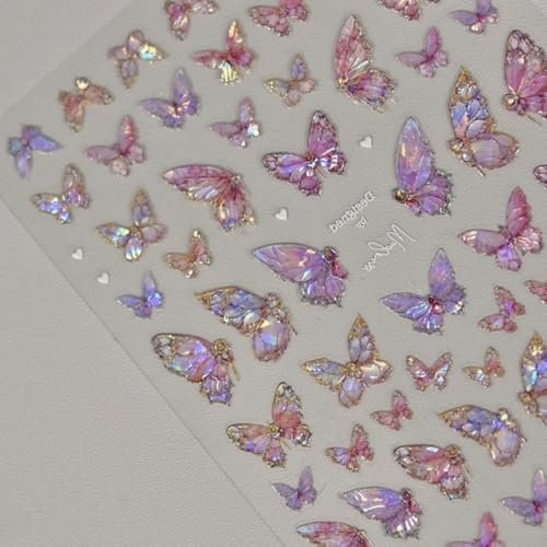 Nagelsticker Schmetterling, Schmetterling Nagelkunst Sticker, Schmetterling 5D Geprägte Nagelaufkleber, Schmetterling Nagelaufkleber für Frauen, Nail Art Sticker Dekoration für Damen