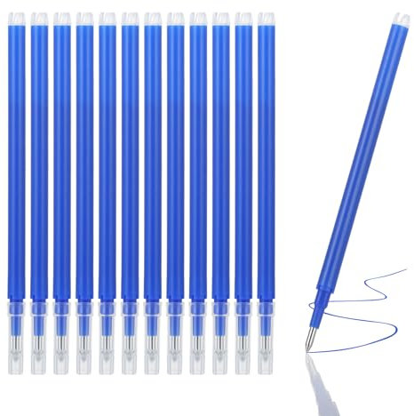 [12 Stück] - Radierbare Ersatzminen für Gelstifte, Angenehmes Schreiben und lange Lebensdauer, kompatibel mit ausradierbare stifte, Tintenroller radierbar, 0,7mm, Blau