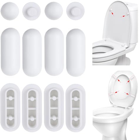 HJZHII 12PCS Toilet Seat Bumpers, Universal Buffer Toilet Lid Rubber Bumpers for Bidet Kits Toilet Seat Accessories for Families, Hospitals, School, Hotels Toilet