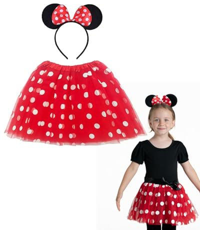 MYGLOAR Costume de souris pour enfants, costume de carnaval pour enfants et filles, mini costume de souris rouge rose avec oreilles de souris sur le bandeau,costume de souris sur le thème du carnaval
