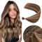 Elailite Nano Beads Hair Extension Real Human Hair 50 Strands 50g Cold Fusion With Nano Ring Micro Rings Remy Hair Straight (#4/27 Medium Brown Mix Dark Blonde, 14 Inch)