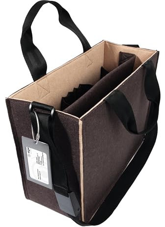 SIGEL BA422 Desk Sharing Bag Classic, Organizer für mobiles Arbeiten, absolut sicherer Stand: für Laptop bis 15,4 Zoll und Unterlagen, Synthetischer Filz, braun-beige, Medium 36 x 15 x 28 cm