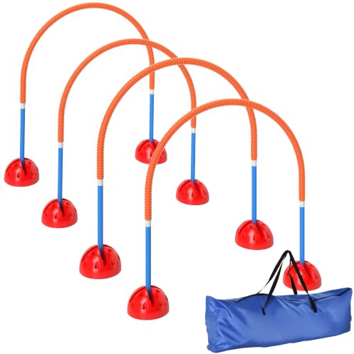 PawHut Agility Set Hunde 4-teiliges für Hundetraining 4 Türen Blau+Orange | Verstellbare Breite, Tragetasche, Agilityset, für Spiele Training