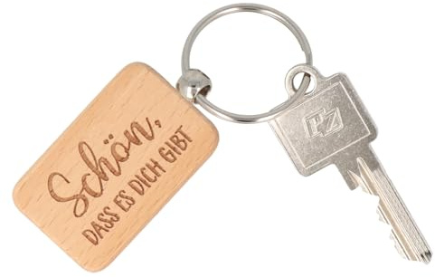 Spruchreif | Schlüsselanhänger blessed | Holz-Anhänger mit Gravur & Metallring | Geschenkidee für Dankbarkeit & Achtsamkeit | ca. 5,5 x 3,5 cm