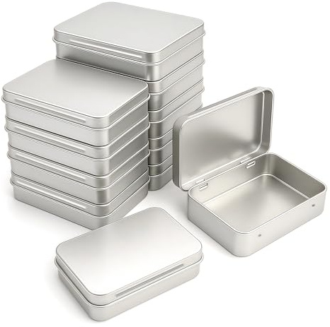 Forever bene 12-Pack Silver Hinged Tin Boxes for Resin Crafts