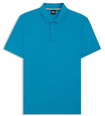 BOSS Herren Pallas Pallas Poloshirt aus Baumwoll-Piqué mit Logo-Details Türkis XL